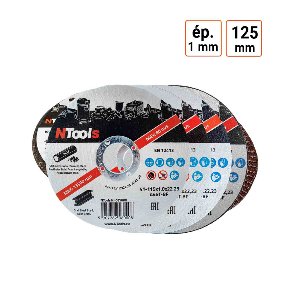 Disque à tronconner l'acier diamètre 125mm épaisseur 1.0 mm