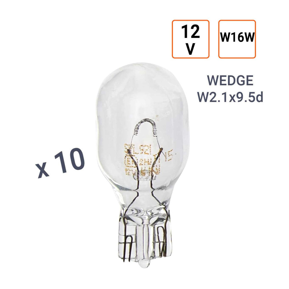Ampoule Wedge W16W 12V Culot W2.1X9.5D - Boite de 10 ex.