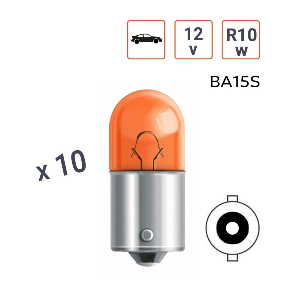 Ampoule RY10W 12V tube Culot BA15S - boite de 10 ex.