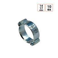 Collier à oreilles double pour tuyau 14-17 mm par 10 exemplaires