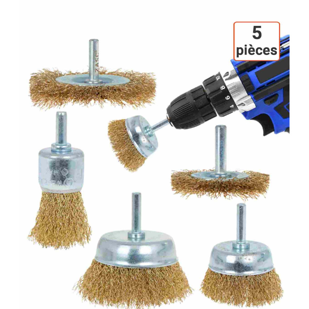 Lot de 5 brosses métalliques en fil de laiton
