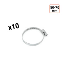 Colliers de serrage en acier W1 galvanisé 9mm taille 50-70 mm par 10 ex.