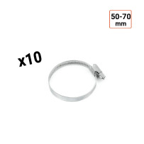 Colliers de serrage en acier W1 galvanisé 9mm taille 50-70 mm par 10 ex.