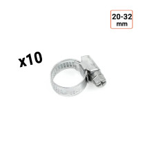 Colliers de serrage en acier W1 galvanisé 9mm taille 20-32 mm par 10 ex.