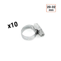 Colliers de serrage en acier W1 galvanisé 9mm taille 20-32 mm par 10 ex.