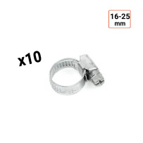Colliers de serrage en acier W1 galvanisé 9mm taille 16-25 mm par 10 ex.
