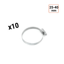 Colliers de serrage en acier W1 galvanisé 9mm taille 25-40 mm par 10 ex.
