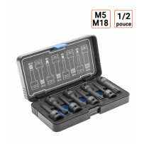 coffret douilles à chocs XZN, 8 pièces, 1/2 pouce M5-M18