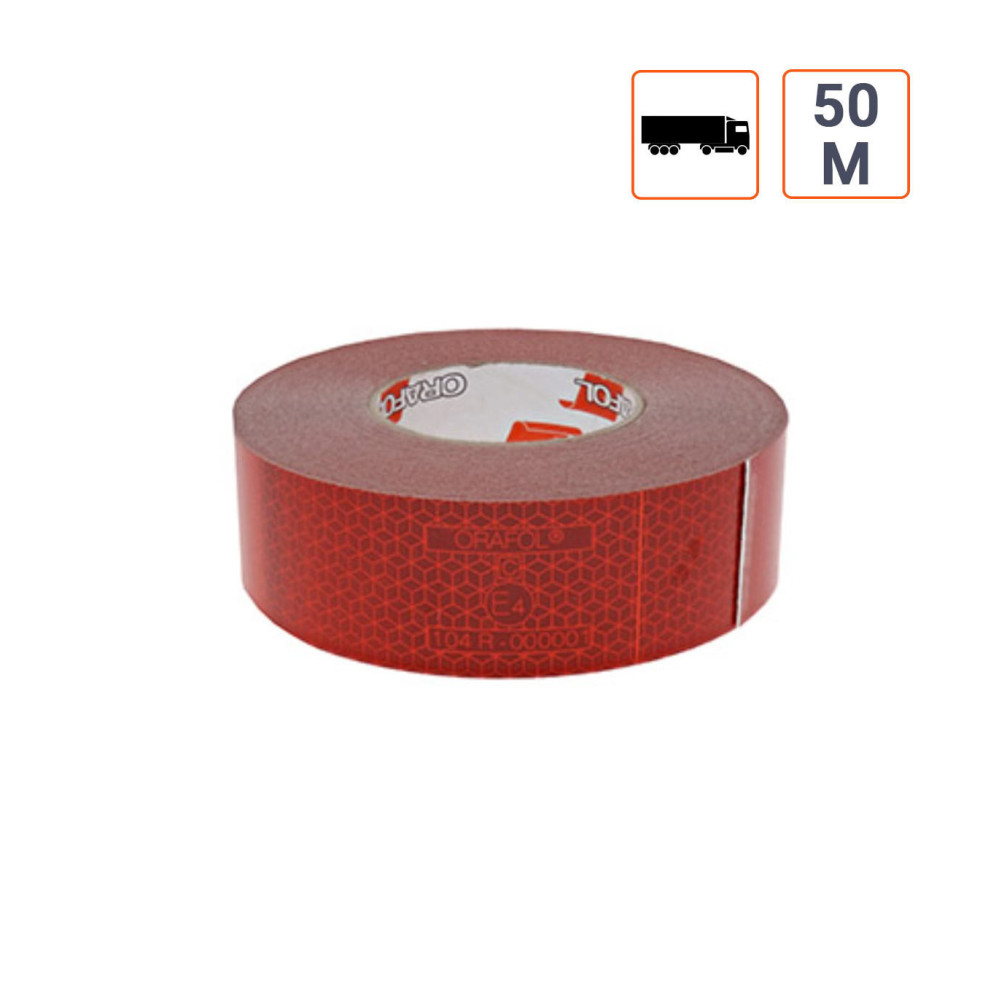 Bande contour réfléchissante ROUGE ECE 104 pour camion - 50 mètres