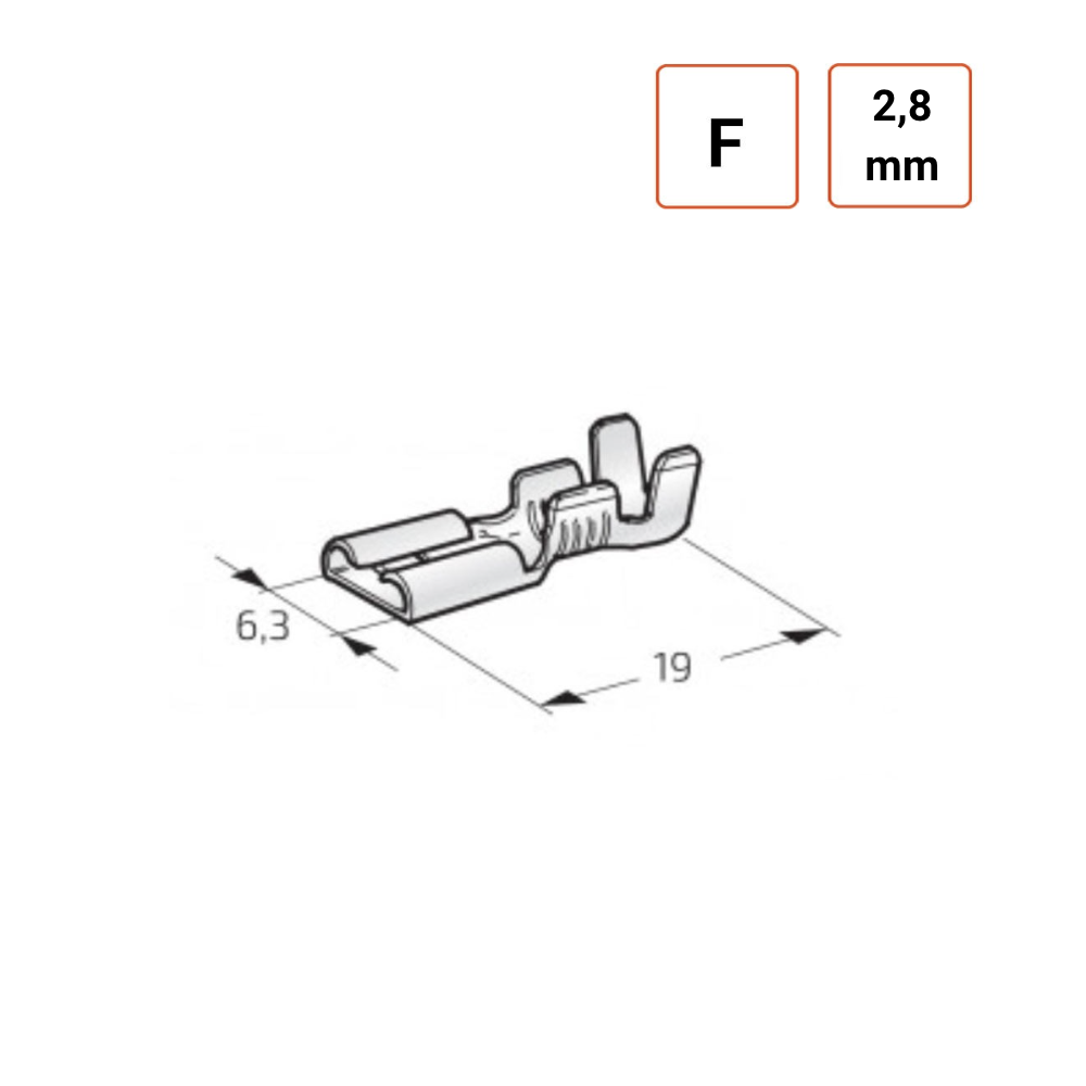 200 Cosses plates 2.8 mm x 0.3 Femelle.