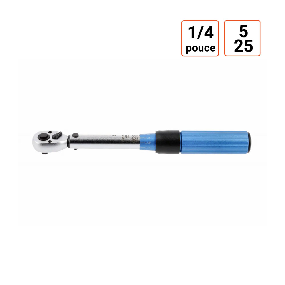 Clé dynamométrique 1/4 de pouce 5-25 Nm