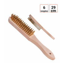 Brosse métallique poils en laiton 6 rangées