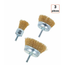 Lot de 3 brosses métalliques en fil de laiton