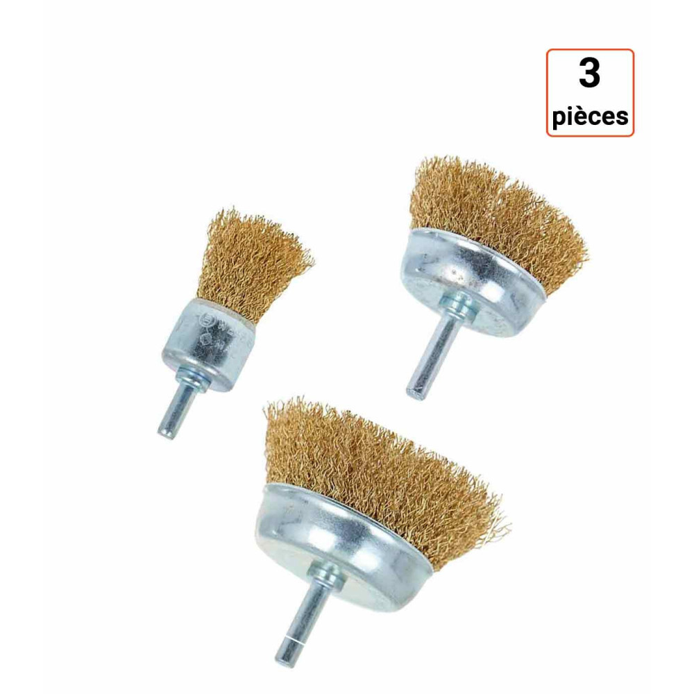 Lot de 3 brosses métalliques en fil de laiton