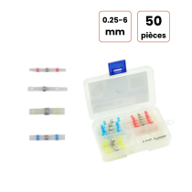 Coffret 50 cosses bout à bout thermorétractables de 0.25 à 6 mm
