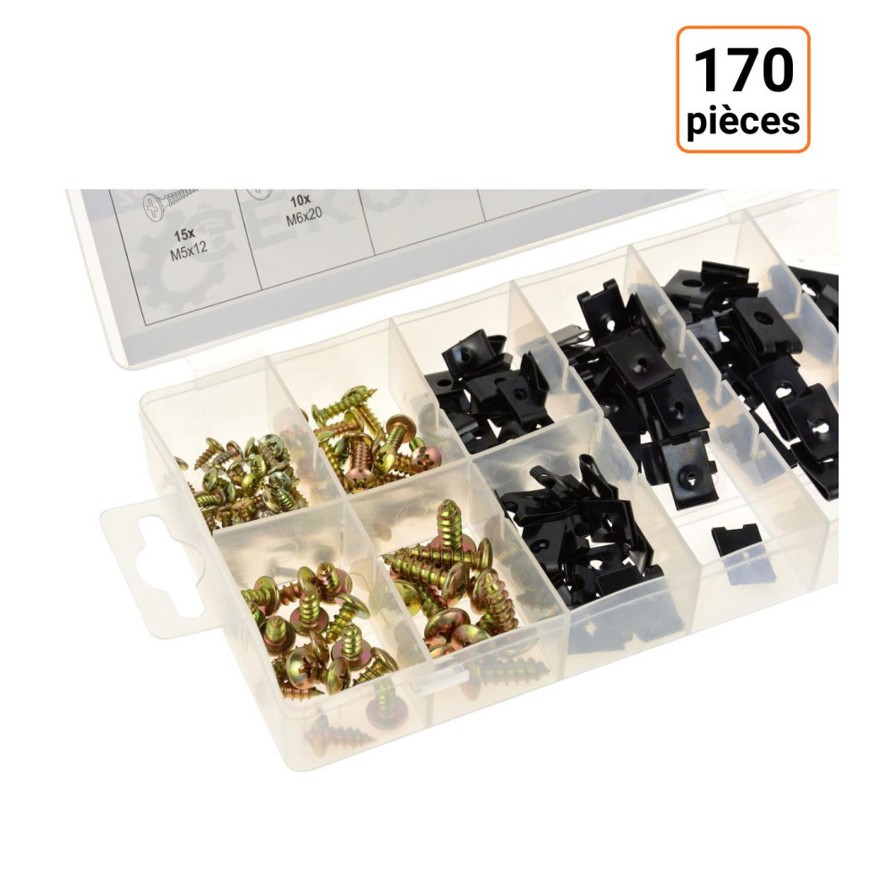 Lot de 170 vis et rondelles pour carrosserie