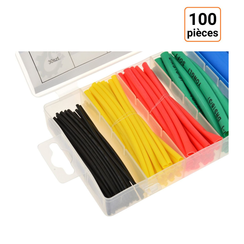 Lot assorti de 100 gaines thermorétractables colorées