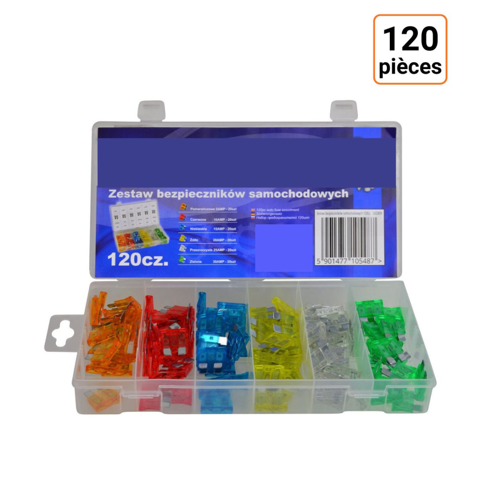 Lot de 120 fusibles STANDARD 5A à 30A