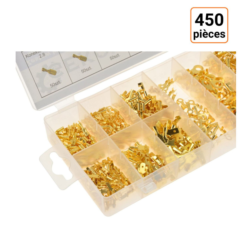 Coffret assortiment de 450 cosses plates et à oeillets