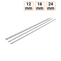 Lot de 3 Forets trépan - tige SDS Longueur 1 mètre en 12 16 et 24 mm.