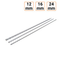 Lot de 3 Forets trépan - tige SDS Longueur 1 mètre en 12 16 et 24 mm.