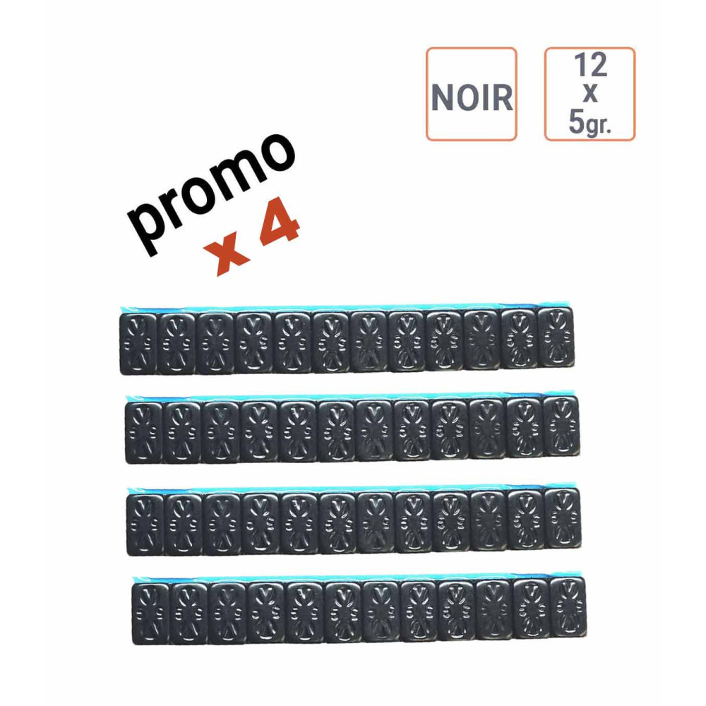 Pack de 4 boites de masses autocollantes 12x5 gr NOIRES