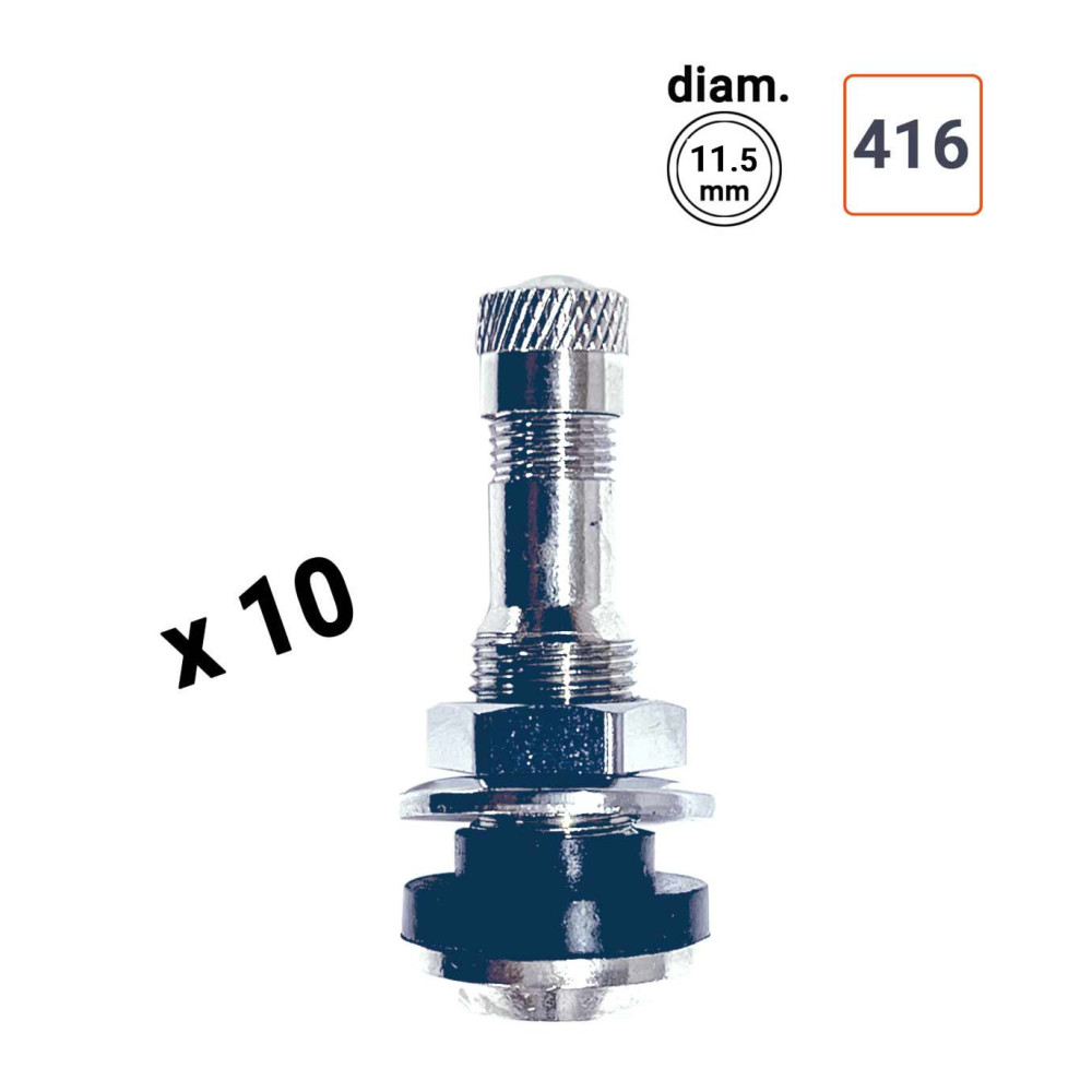 Valve TR 416 S laiton nickelé - diam 11.5 mm par 10 ex.