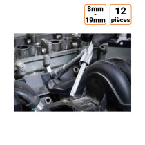 Jeu de 12 clés à pipe 8 à 19 mm