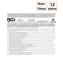 Jeu de 12 clés à pipe 8 à 19 mm