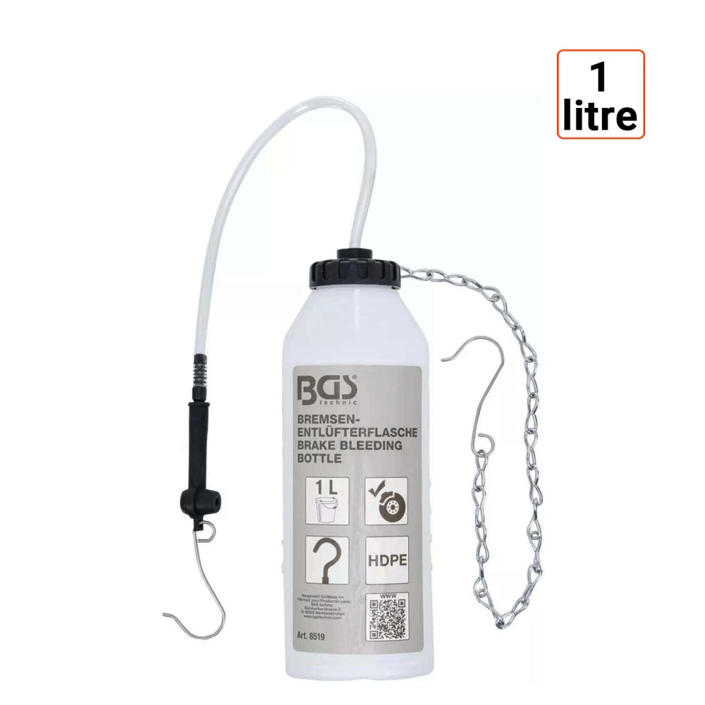 Flacon de purgeur de freins 1 litre pour récupération liquide usagé