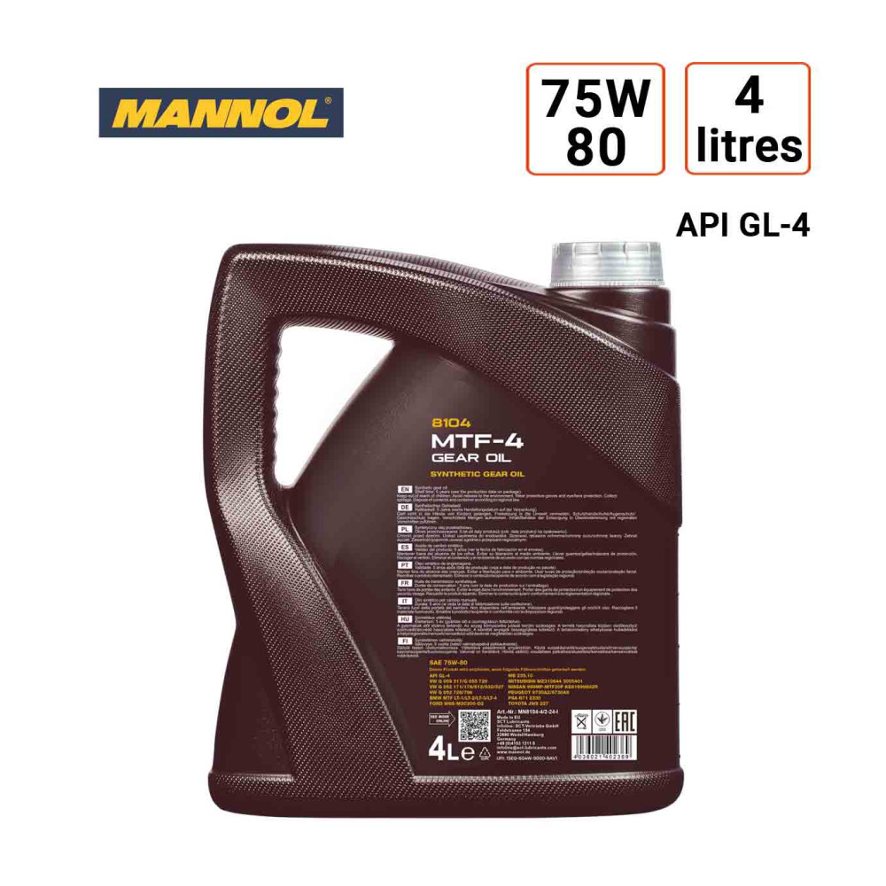 Huile Mannol pour boite de vitesses manuelle 75W80