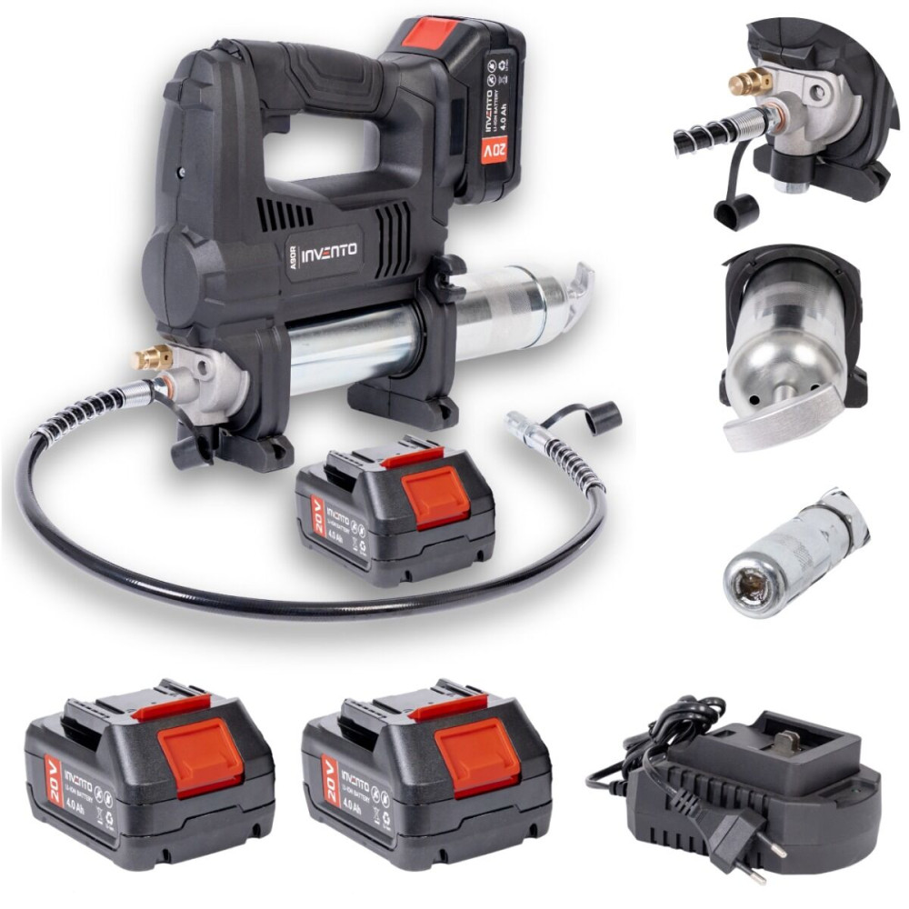 Pompe à Graisse sans fil 20 V + 2 Batteries de 4.0 Ah Invento
