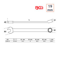 Clé mixte 19 mm longue haute qualité