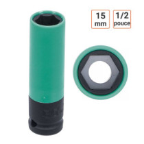Douille à chocs 1/2 pouce ultra mince en 15 mm avec protection