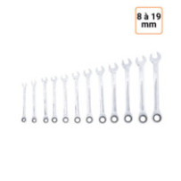 Lot de 12 clés mixtes à cliquet de 8 à 19 mm