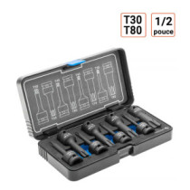 coffret douilles à chocs Torx, 8 pièces, 1/2 pouce T30-T80