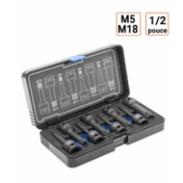 coffret douilles à chocs XZN, 8 pièces, 1/2 pouce M5-M18
