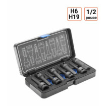 coffret douilles à chocs HEX, 8 pièces, 1/2 pouce H6-H19