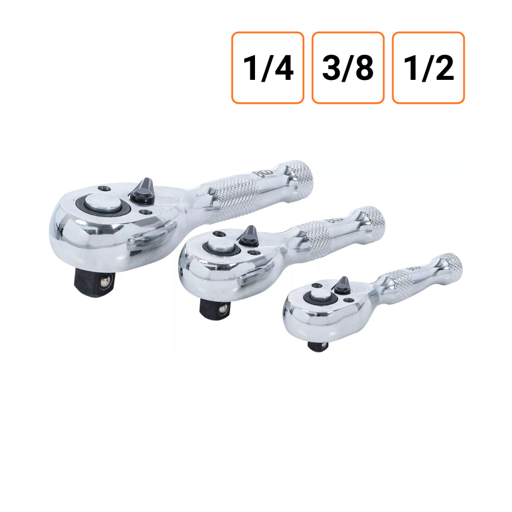 Lot de 3 mini-cliquets 1/4, 3/8 et 1/2 pouce