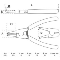  Pince pour circlips coudée pour circlips extérieurs 225 mm - 2