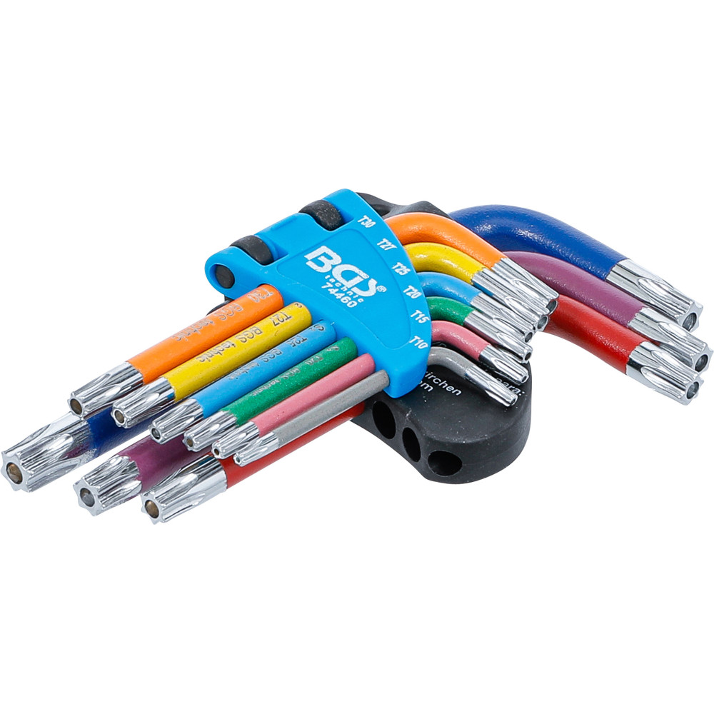 9 clés torx multicolore courtes avec perçage T10 à T50 - 1