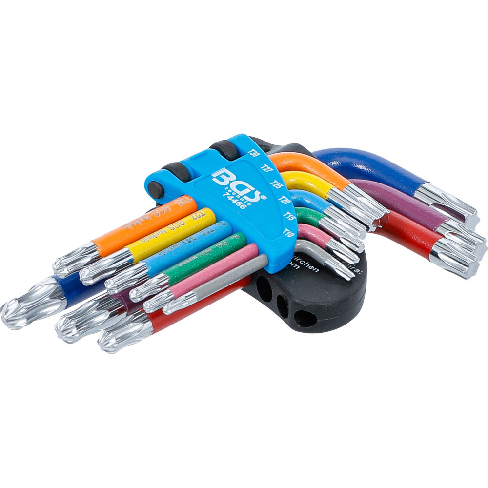 9 clés torx multicolore courtes avec tête sphérique T10 à T50 - 1