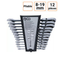 Jeu de 12 clés mixtes à cliquet pliable 8 à 19 mm