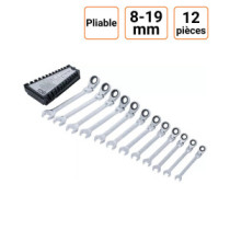 Jeu de 12 clés mixtes à cliquet pliable