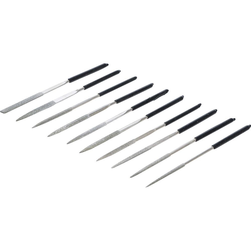 Jeu de 10 limes diamantées droites 140 x 3 mm - 1