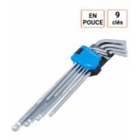 Jeu de 9 clés allen 6 pans en POUCES 1/16" - 3/8"