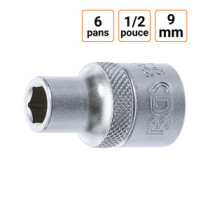 Douille CRV six pans 1/2 pouce en 9mm