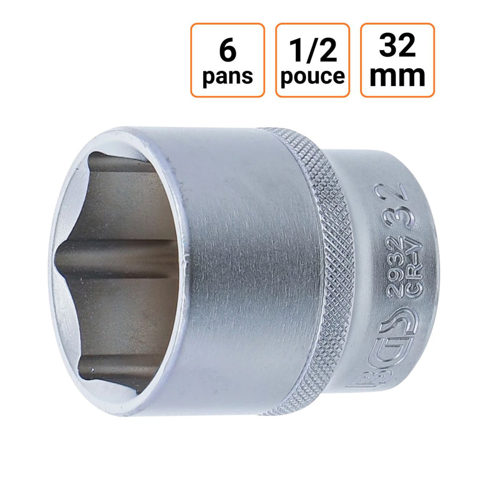 Douille CRV six pans 1/2 pouce en 32mm