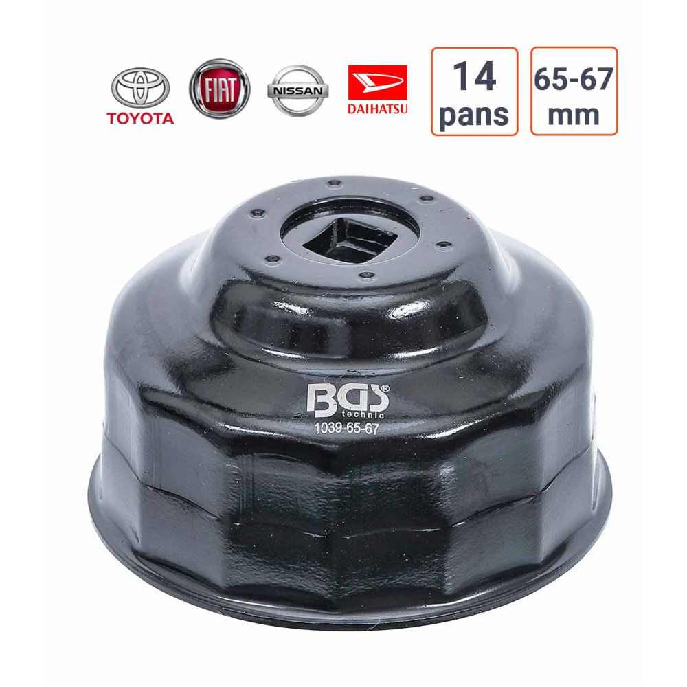 Cloche à filtre à huile 14 pans et 65 - 67 mm pour Daihatsu, Fiat, Nissan, Toyota