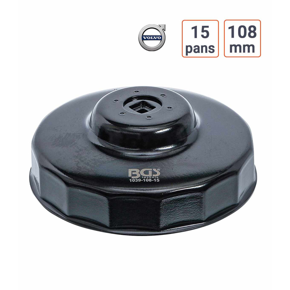 Cloche à filtre à huile 15 pans 108 mm pour Volvo Diesel